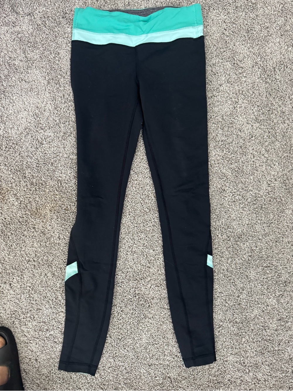 Lululemon Black Leggings with Mint Waistband and Accents 28”